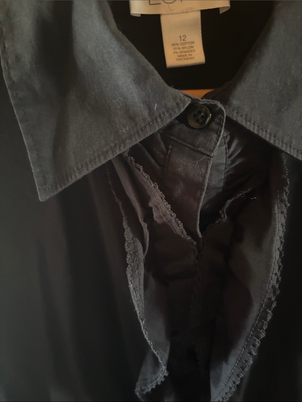 LOFT Navy Ruffle-Front Blazer Jacket - Picture 3 of 5